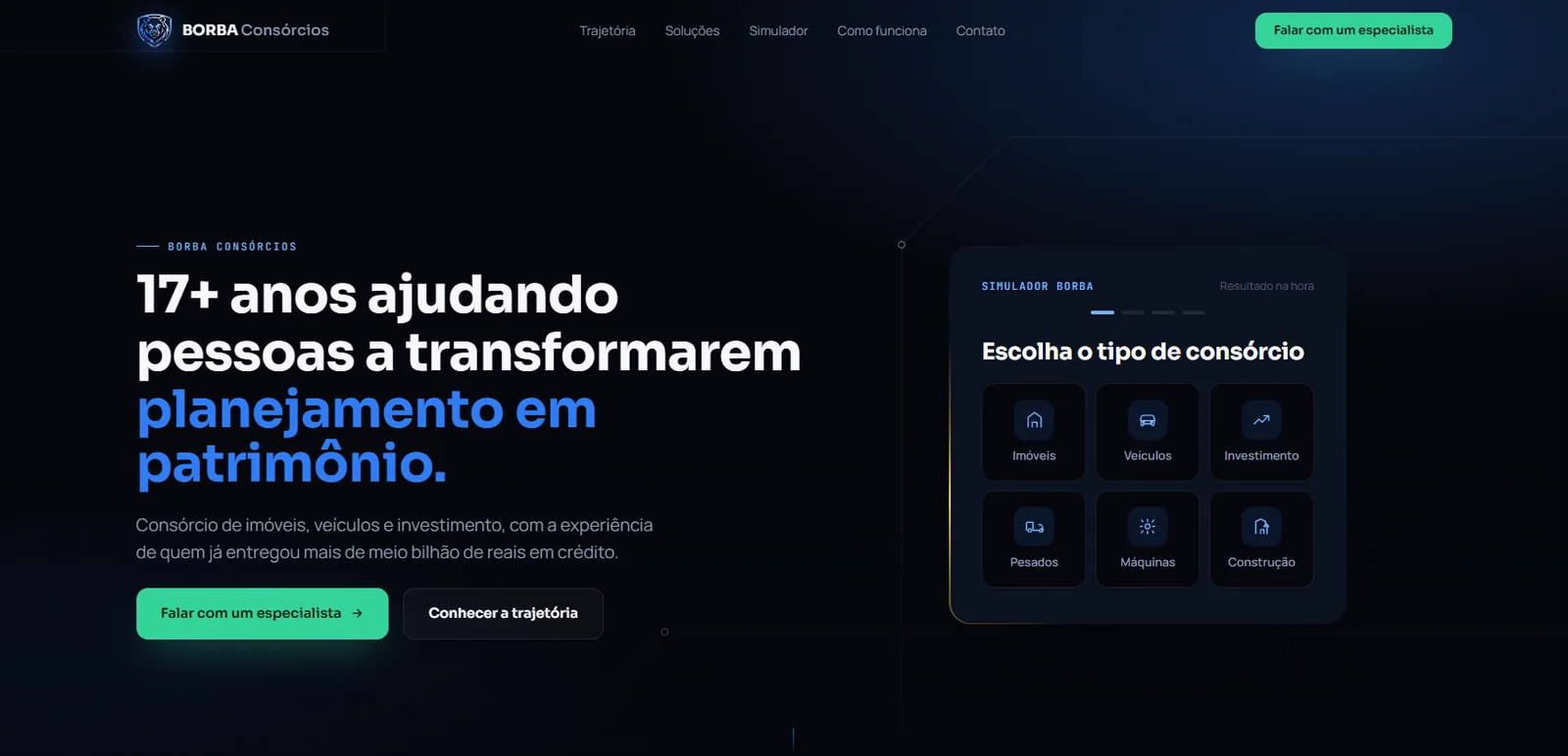 Borba Consórcios — Site institucional