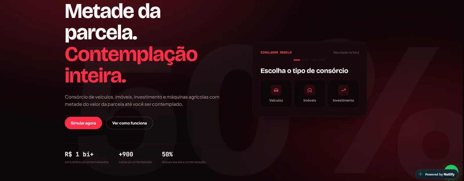 Landing de Consórcio — Landing page
